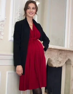 Shop Seraphine Umstandskleid Mit Geknoteter Empire Taille - Bordeauxrot