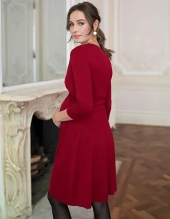 Shop Seraphine Umstandskleid Mit Geknoteter Empire Taille - Bordeauxrot