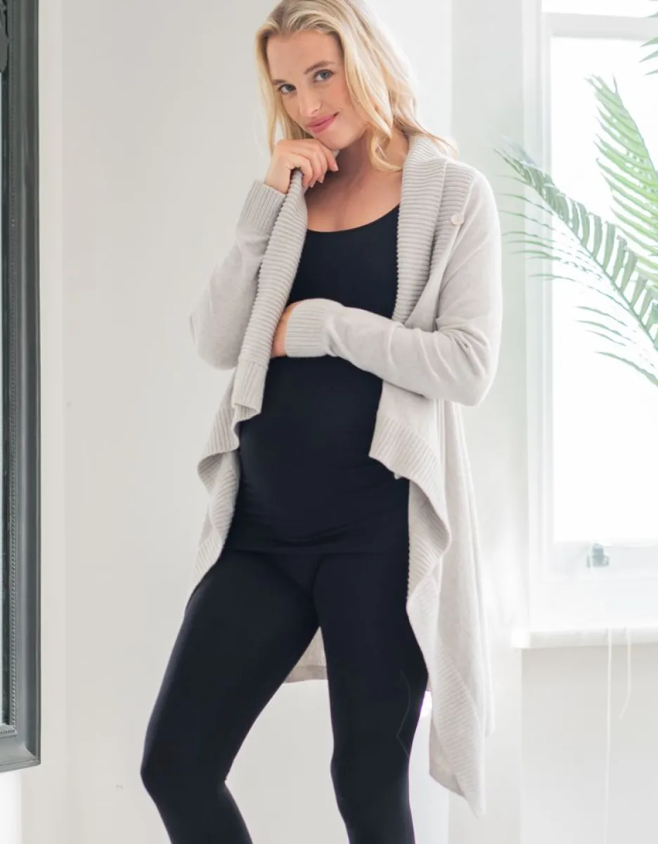 Cheap Seraphine Umstandsstrickjacke Aus Baumwolle Und Kaschmir Mit Wasserfallkragen - Grau
