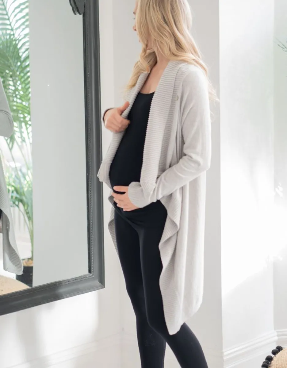 Cheap Seraphine Umstandsstrickjacke Aus Baumwolle Und Kaschmir Mit Wasserfallkragen - Grau
