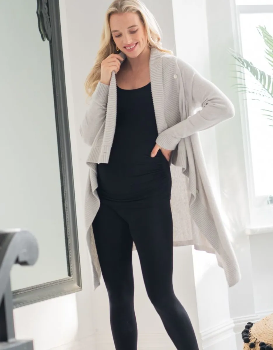 Cheap Seraphine Umstandsstrickjacke Aus Baumwolle Und Kaschmir Mit Wasserfallkragen - Grau