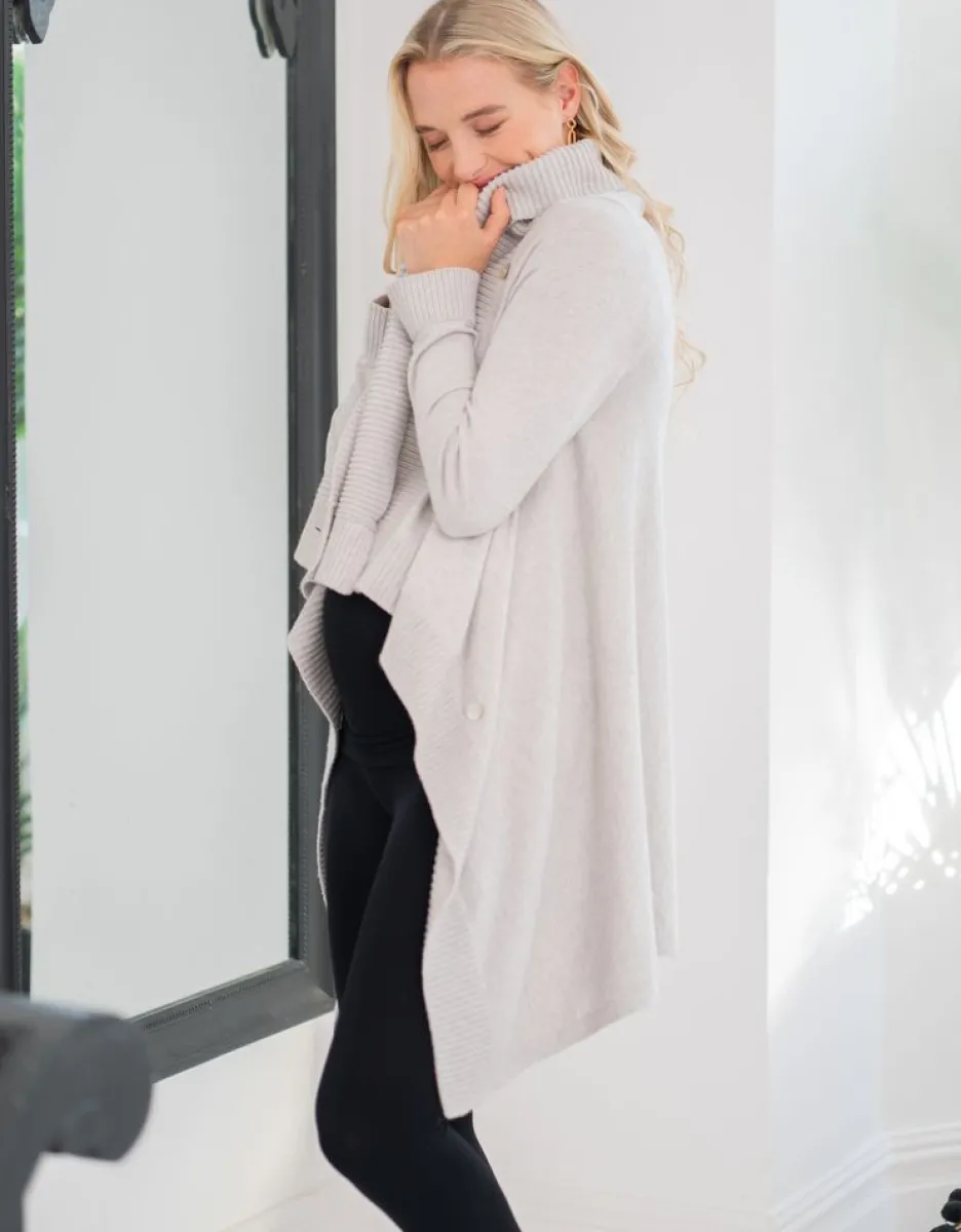 Cheap Seraphine Umstandsstrickjacke Aus Baumwolle Und Kaschmir Mit Wasserfallkragen - Grau