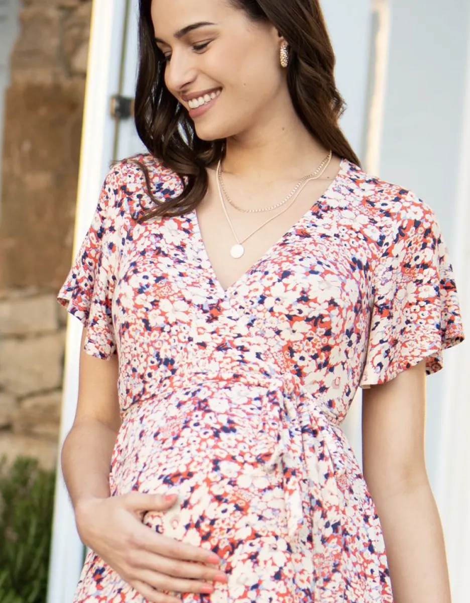 Store Seraphine Umstandswickelkleid Mit Retro-Blumenmuster