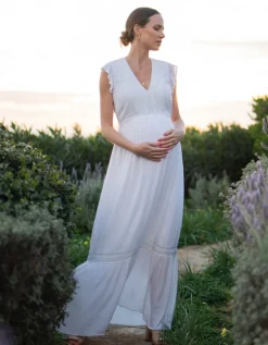 Cheap Seraphine Weises Boho Still- & Umstandsmaxikleid Mit Spitze