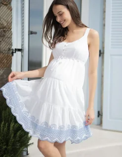 Sale Seraphine Weises Sommer Umstandskleid Fur Schwangere - Mit Stickerei