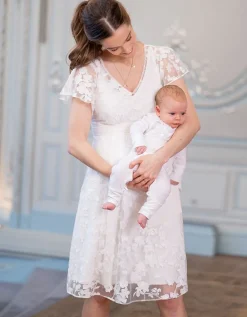Best Seraphine Weises Spitzenkleid Mit Blumenmuster Fur Umstands- Und Stillanlasse