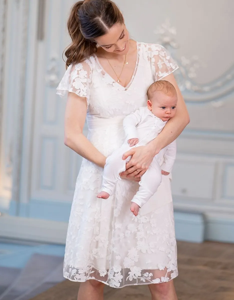 Best Seraphine Weises Spitzenkleid Mit Blumenmuster Fur Umstands- Und Stillanlasse
