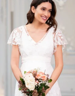 Best Seraphine Weises Spitzenkleid Mit Blumenmuster Fur Umstands- Und Stillanlasse