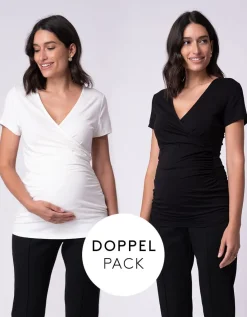 Online Seraphine Wickel Umstands- Und Stilltops Doppelpack, Schwarz & Weis